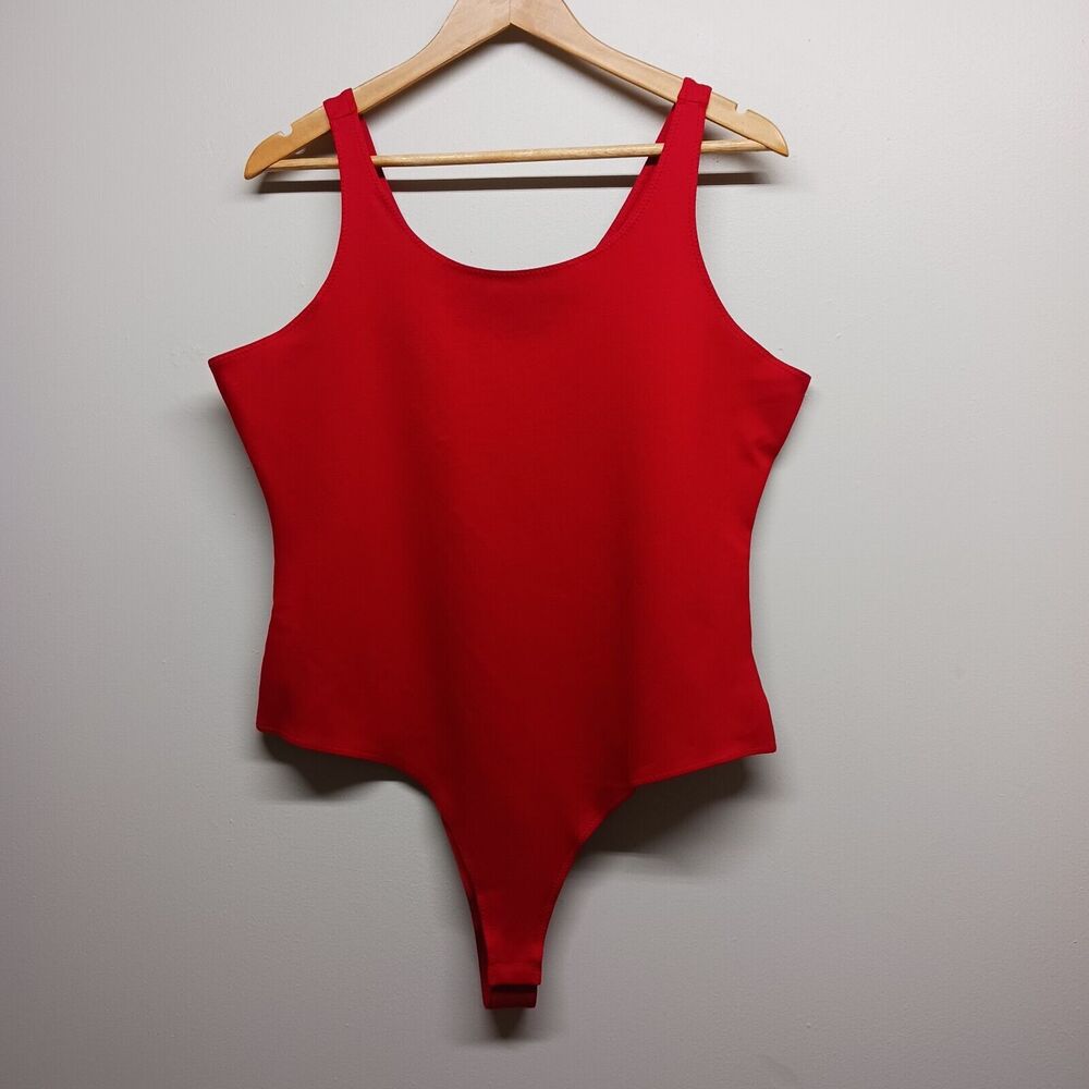 Fashion Nova Bodysuit Women Plus Size 2X Red Sleeveless Casual Holiday Christmas